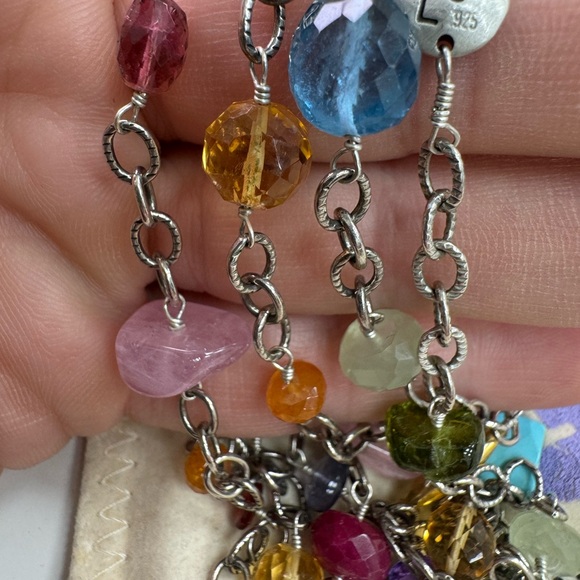 Laura Gibson 22K gold 925 Sterling precious and semi-precious gemstones necklace - Picture 16 of 16